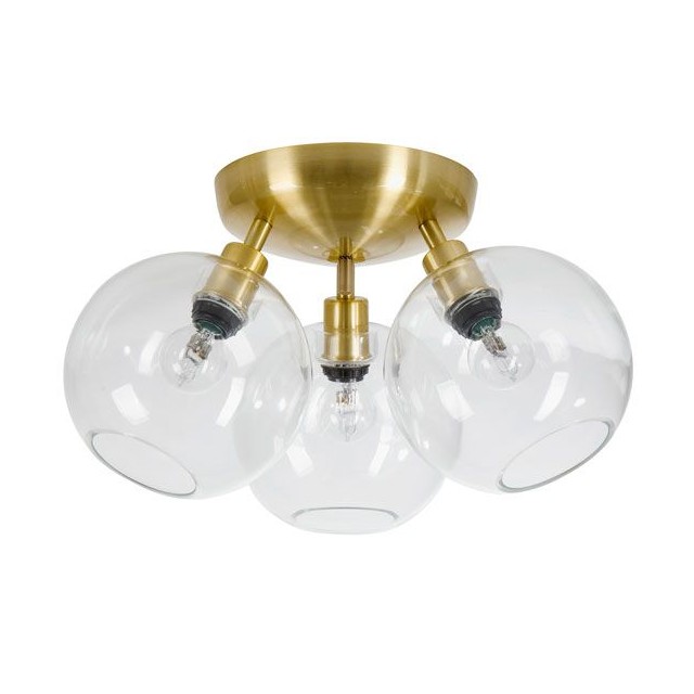 GLORIA PLAFOND D330 IP21 MÄSSING/KLAR GLAS