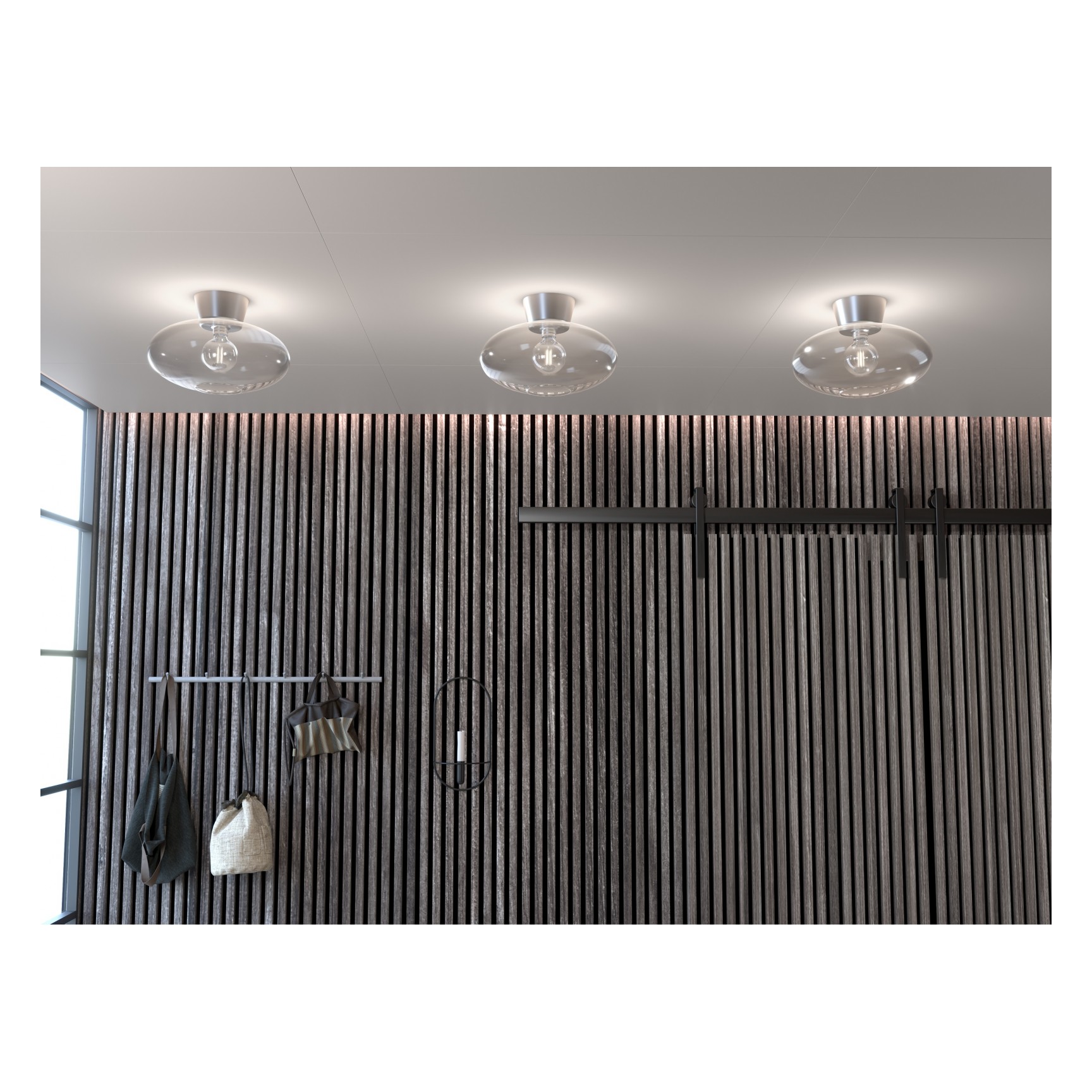BULLO XL PLAFOND IP21 ALUMINIUM/KLAR GLAS
