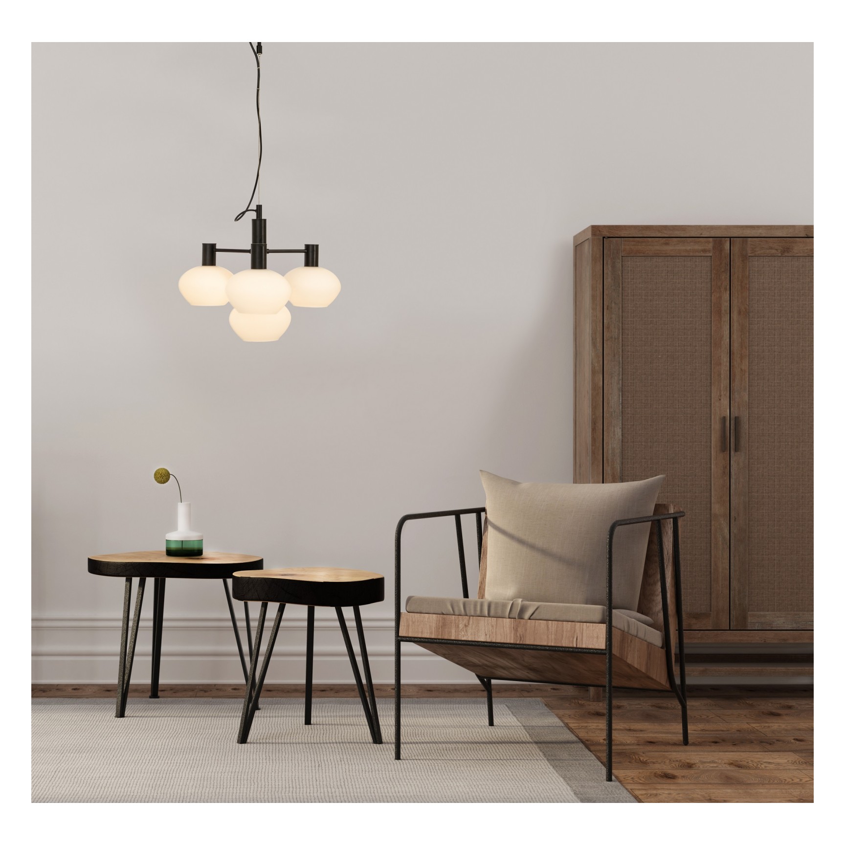 BELL Taklampa 4 Svart/Opalvit